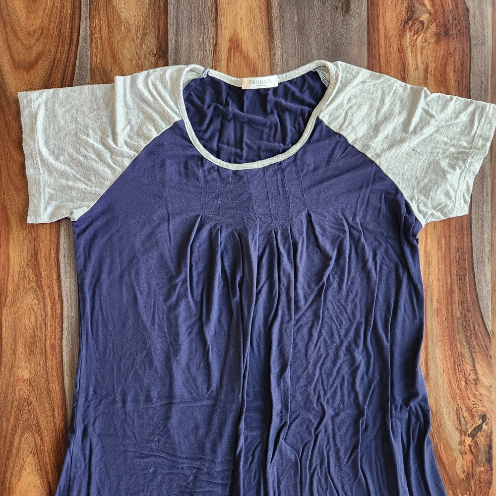 Women's Two-Tone Navy and Gray Nightie Nightgown Pj's Ekouaer Small Super Soft